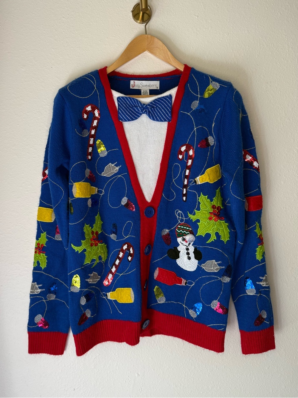 Jolly Sweaters Blue Ugly Christmas Sweater size Small